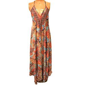 Nation AK Outfits Boho Spaghetti Strap Maxi Dress Medium Y2K Indie Flowy